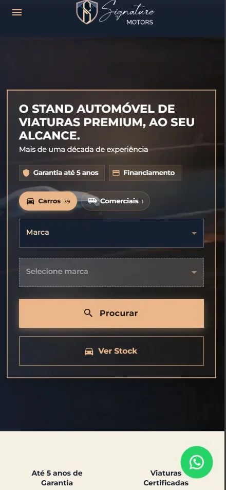 O mesmo site no telemóvel